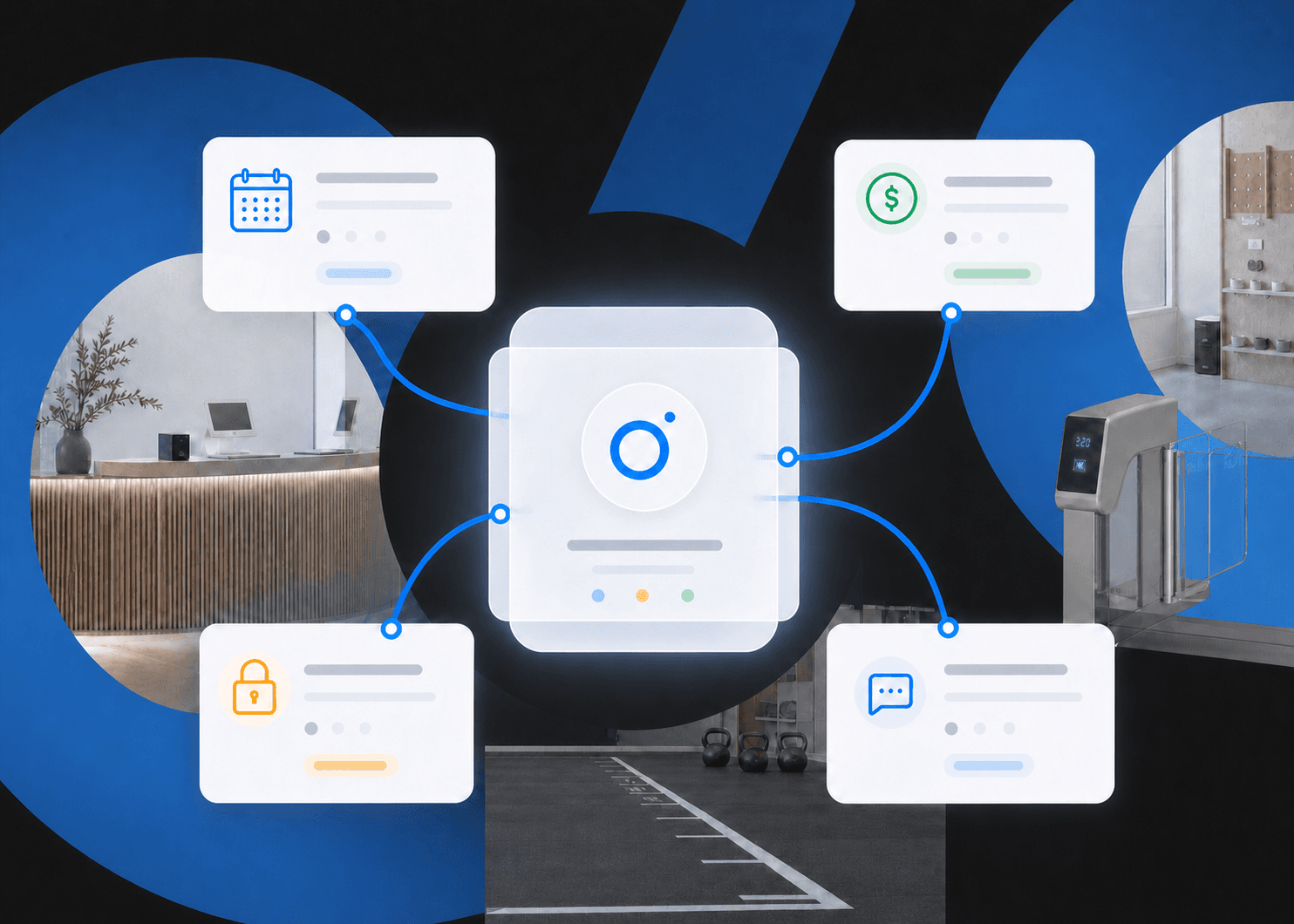 Connect system linking bookings, payments, access and communication across a fitness business
