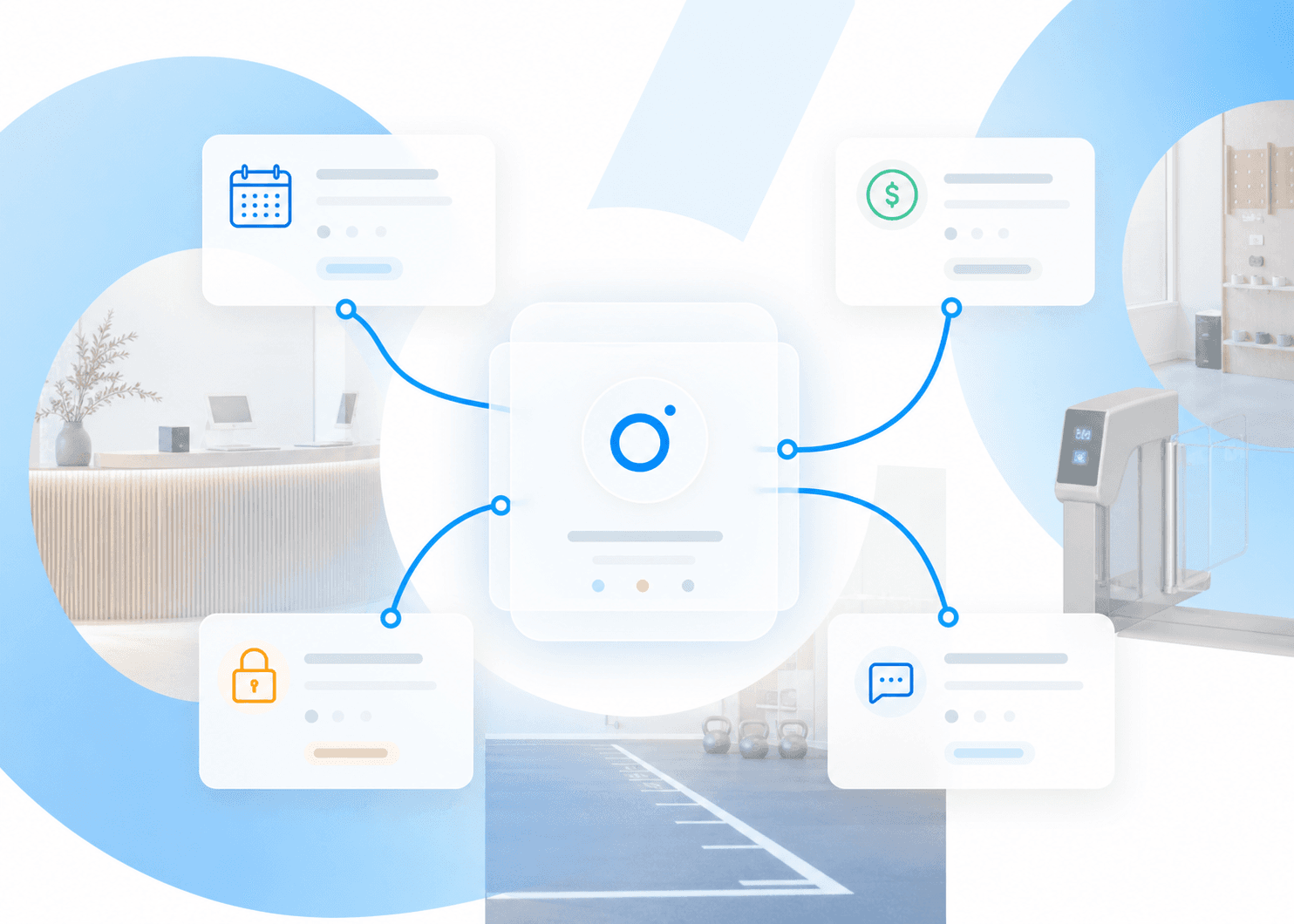Connect system linking bookings, payments, access and communication across a fitness business
